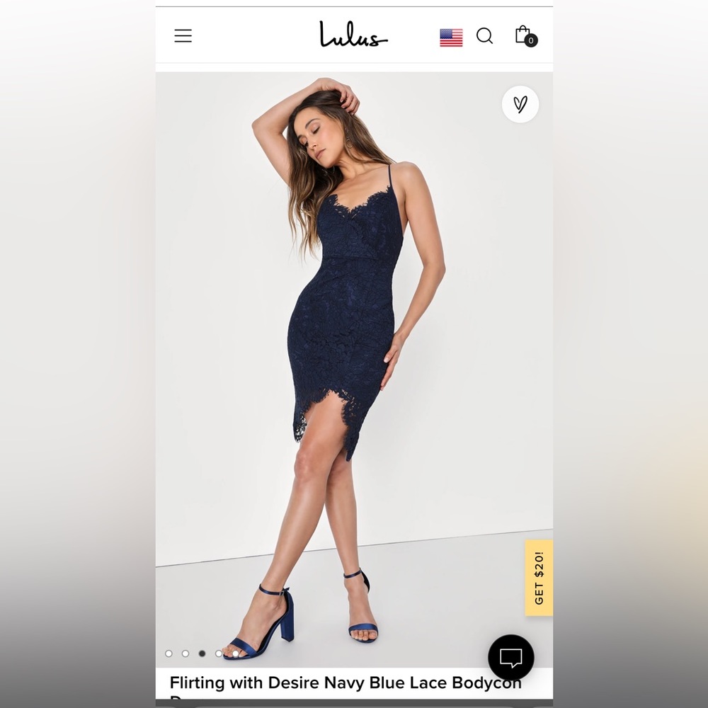 Lulu’s Navy Blue Lace Dress in size Large